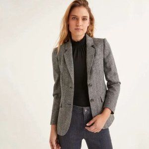 Women's Smythe Gray English Tweed Blazer Two-Button Sz 2 Wool Hemp